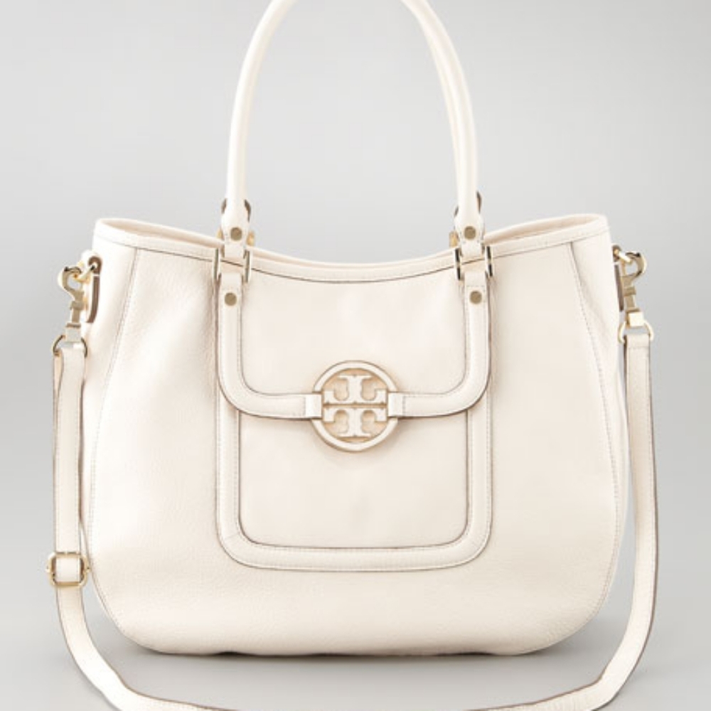Tory Burch White Classic Amanda Hobo Bag